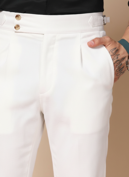 Snow White Corduroy Signature Buttoned Gurkha Pants | Boot Cut Fit by ITALIAN VEGA®