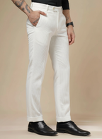 Snow White Corduroy Men Pleated Formal Pants | Boot Cut Fit by ITALIAN VEGA®