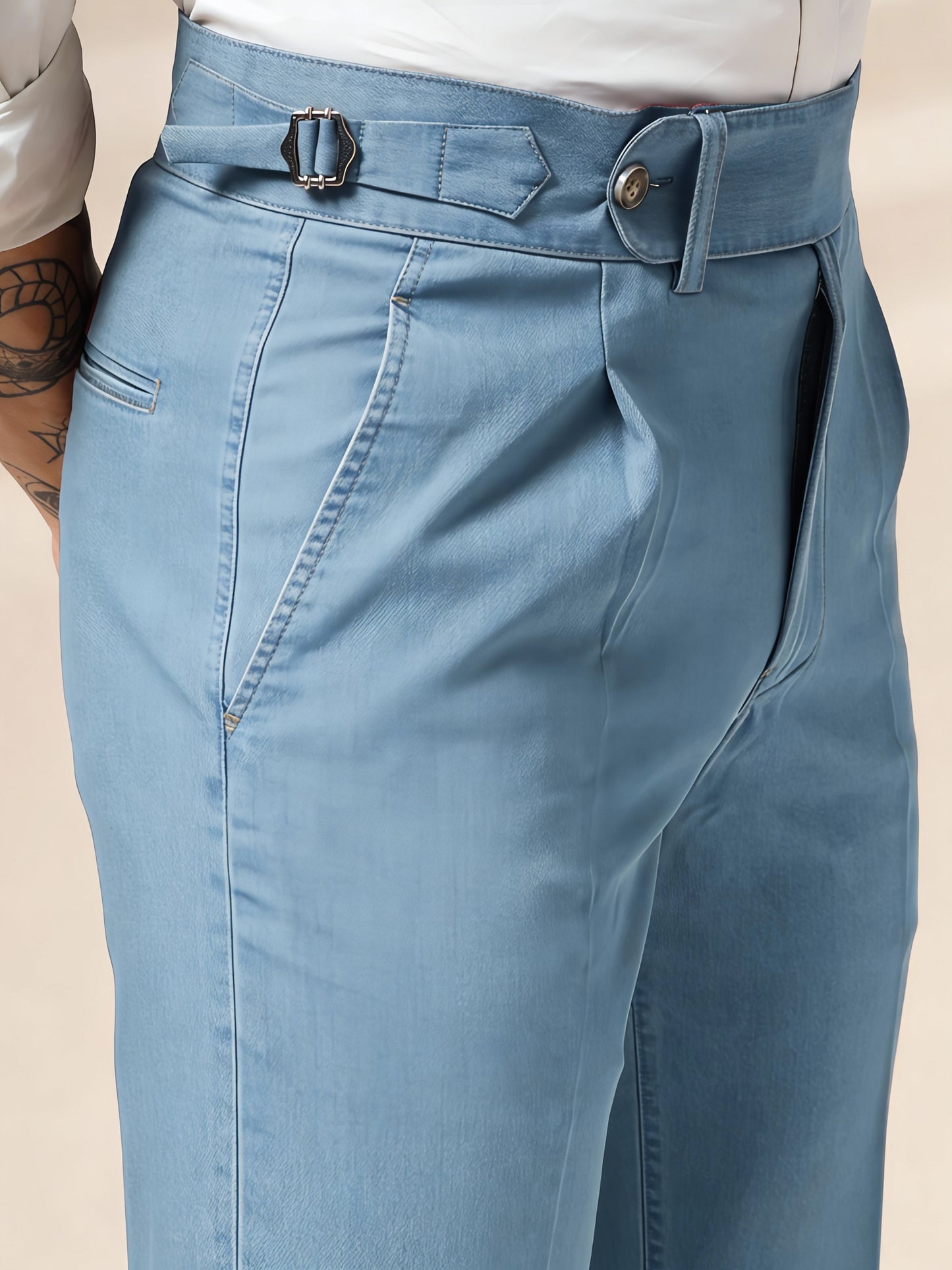 Sky Denim Elegant Gurkha Trouser Pants | Boot Cut Fit by Italian Vega®