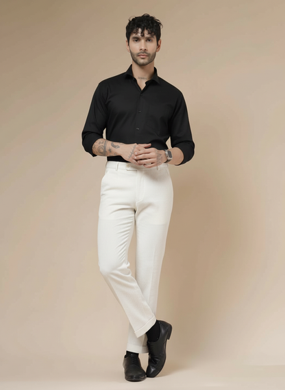 Snow White Corduroy Men Pleated Formal Pants | Boot Cut Fit by ITALIAN VEGA®