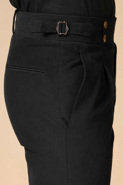 Black Corduroy Signature Buttoned Gurkha Pants | Boot Cut Fit by ITALIAN VEGA®
