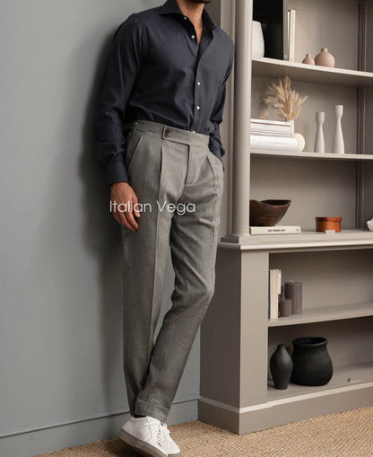 Grey Signature Flannel Gurkha Pants by Italian Vega® (Winter Warm)