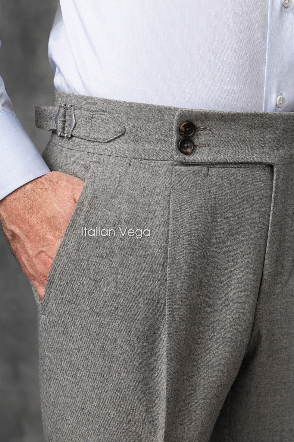 Grey Signature Flannel Gurkha Pants by Italian Vega® [Winter Edition]