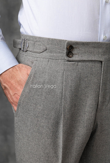 Grey Signature Flannel Gurkha Pants by Italian Vega® (Winter Warm)