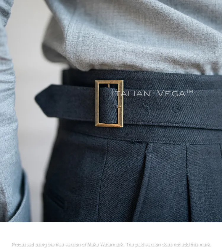 Elephant Grey Classic Buckle Formal Gurkha Pants by ITALIAN VEGA®