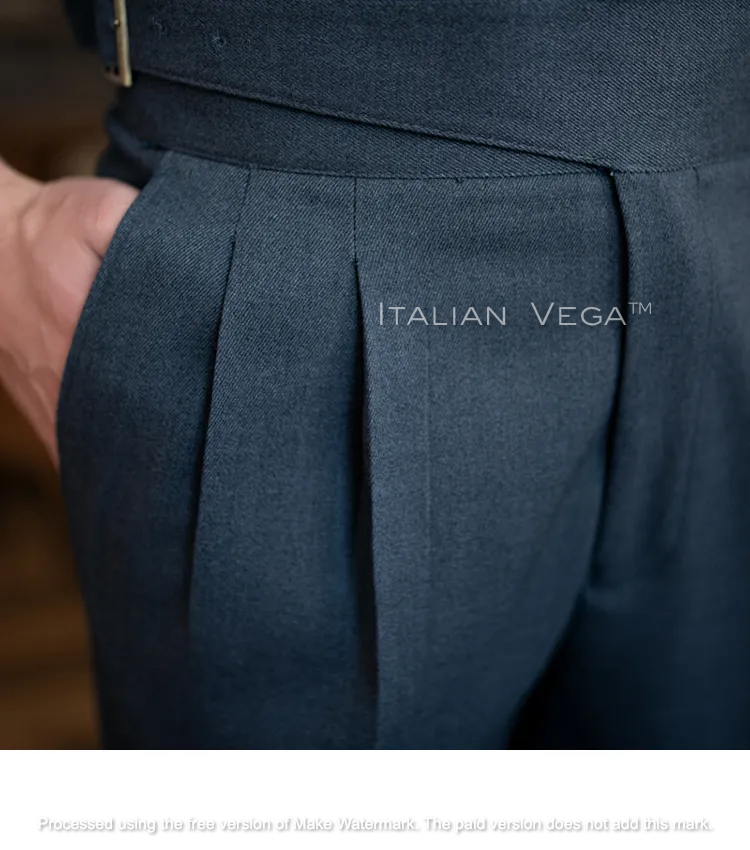 Elephant Grey Classic Buckle Formal Gurkha Pants by ITALIAN VEGA®