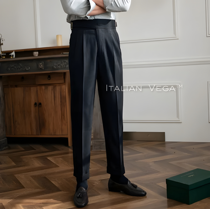 Elephant Grey Classic Buckle Formal Gurkha Pants by ITALIAN VEGA®
