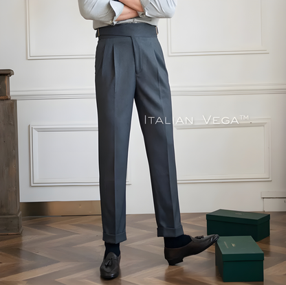 Elephant Grey Classic Buckle Formal Gurkha Pants by ITALIAN VEGA®