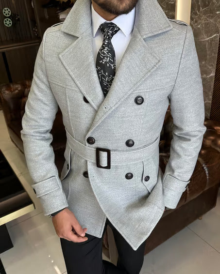 Arctic Ash grey Double Breasted Over Coat by ITALIAN VEGA® (Winter Special)