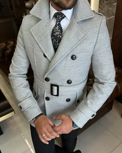 Arctic Ash grey Double Breasted Over Coat by ITALIAN VEGA® (Winter Special)