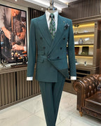 ITALIAN FIT MEN'S ARMY GREEN DOUBLE BREASTED SUIT BY ITALIAN VEGA® (2-PIECE)