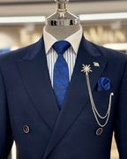 ITALIAN FIT MEN'S CARBON BLUE DOUBLE BREASTED SUIT BY ITALIAN VEGA® (2-PIECE)