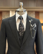 ITALIAN FIT MEN'S DARK GREY SINGLE BREASTED SUIT BY ITALIAN VEGA® (3-PIECE)