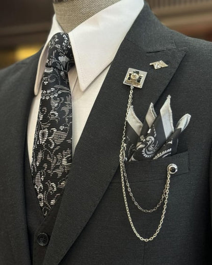 ITALIAN FIT MEN'S DARK GREY SINGLE BREASTED SUIT BY ITALIAN VEGA® (3-PIECE)