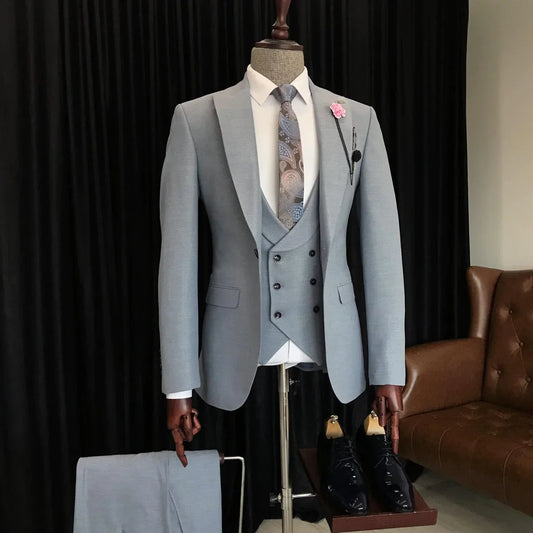 Ash Grey Single Breasted 3 Piece Suit by Italian Vega®