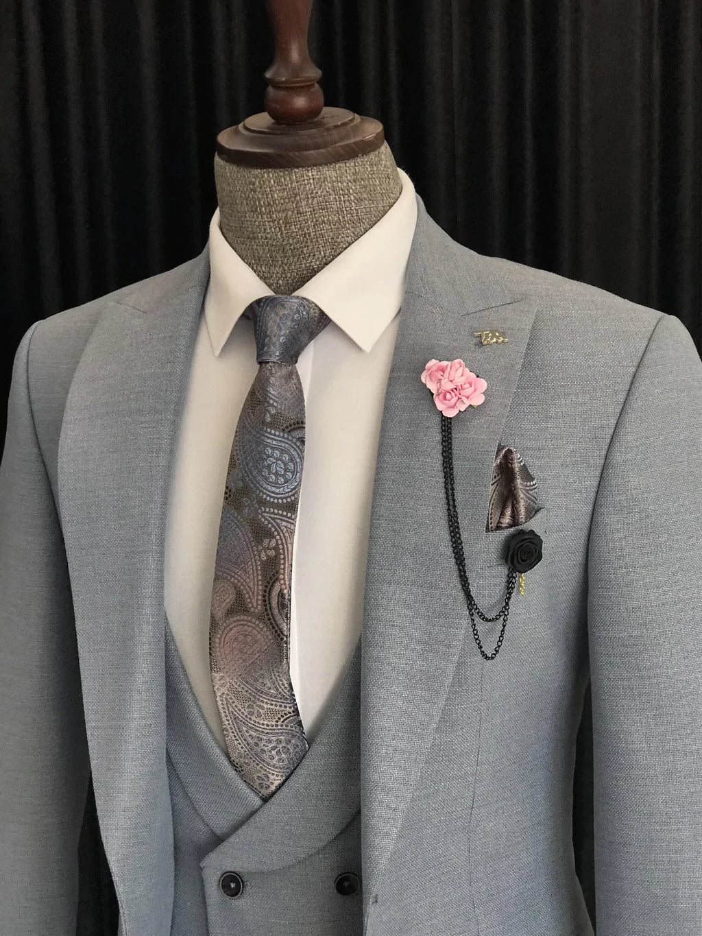 ITALIAN FIT MEN'S ASH GREY SINGLE BREASTED SUIT BY ITALIAN VEGA® (3-PIECE)