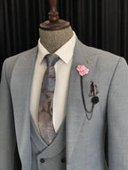 ITALIAN FIT MEN'S ASH GREY SINGLE BREASTED SUIT BY ITALIAN VEGA® (3-PIECE)