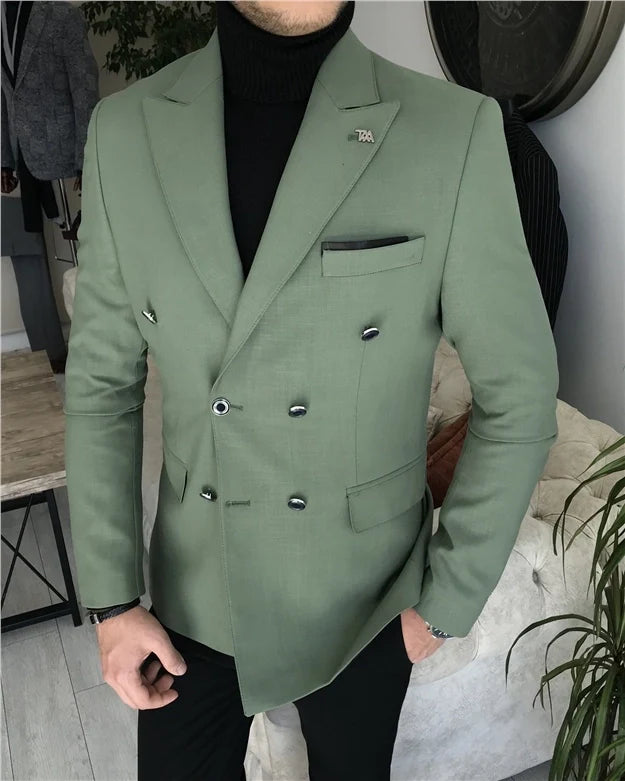 Green Double Breasted One Piece Blazer by ITALIAN VEGA®