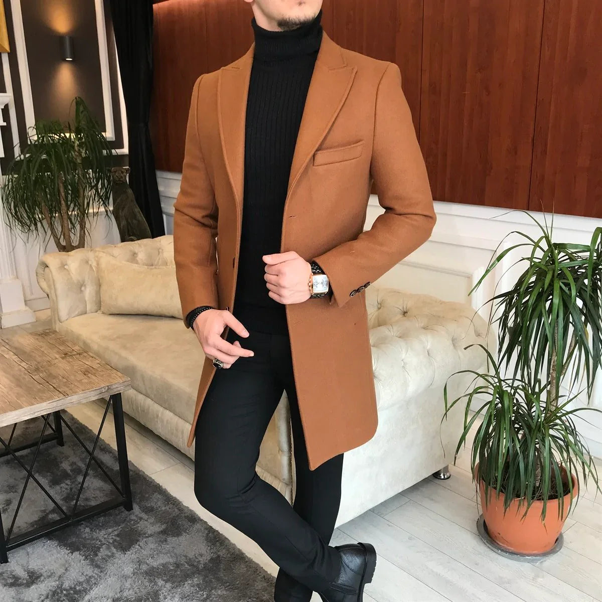 Charleston Tan Wool Blend Over Coat by Italian Vega®