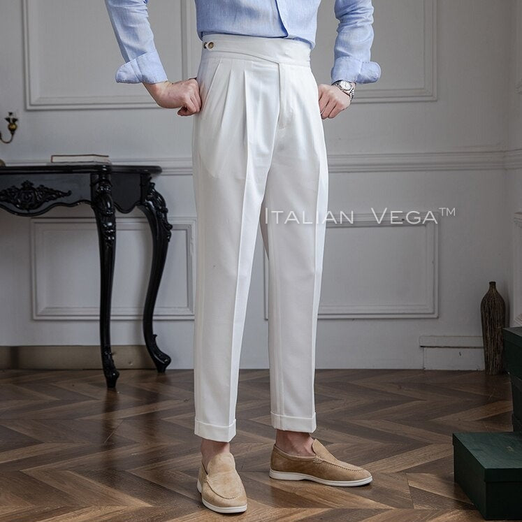 Frost White Classic Buttoned Formal Gurkha Pants by ITALIAN VEGA®