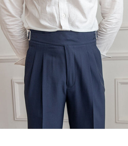 Navy Blue Classic Buckle Gurkha Pants – Italian Vega®