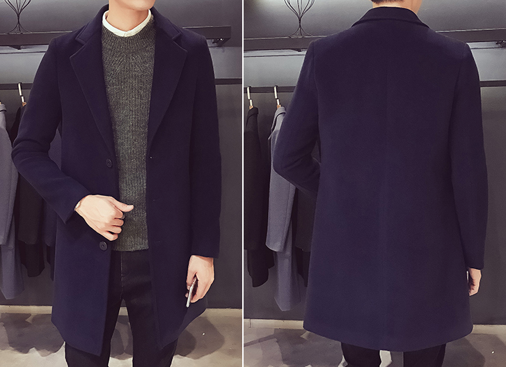 Navy Blue Wool and Blends Trench Over Coat by ITALIAN VEGA® (Winter Special)