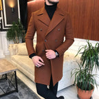 Frost Slim Fit Brown Double Breasted Wool Over Coat by ITALIAN VEGA® (Winter Special)