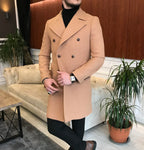 Frost Slim Fit Camel Double Breasted Wool Over Coat by ITALIAN VEGA® (Winter Special)