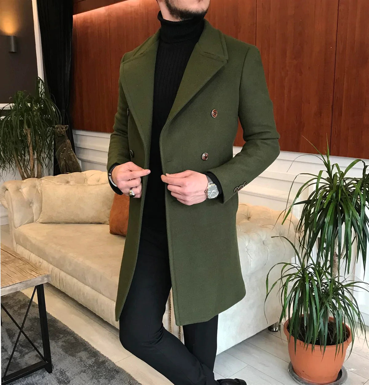 Green single breasted coat hotsell