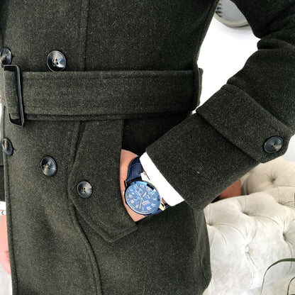 Arctic Dark Green Double Breasted Over Coat by ITALIAN VEGA® (Winter Special)