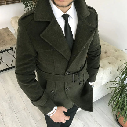 Arctic Dark Green Double Breasted Over Coat by ITALIAN VEGA® (Winter Special)