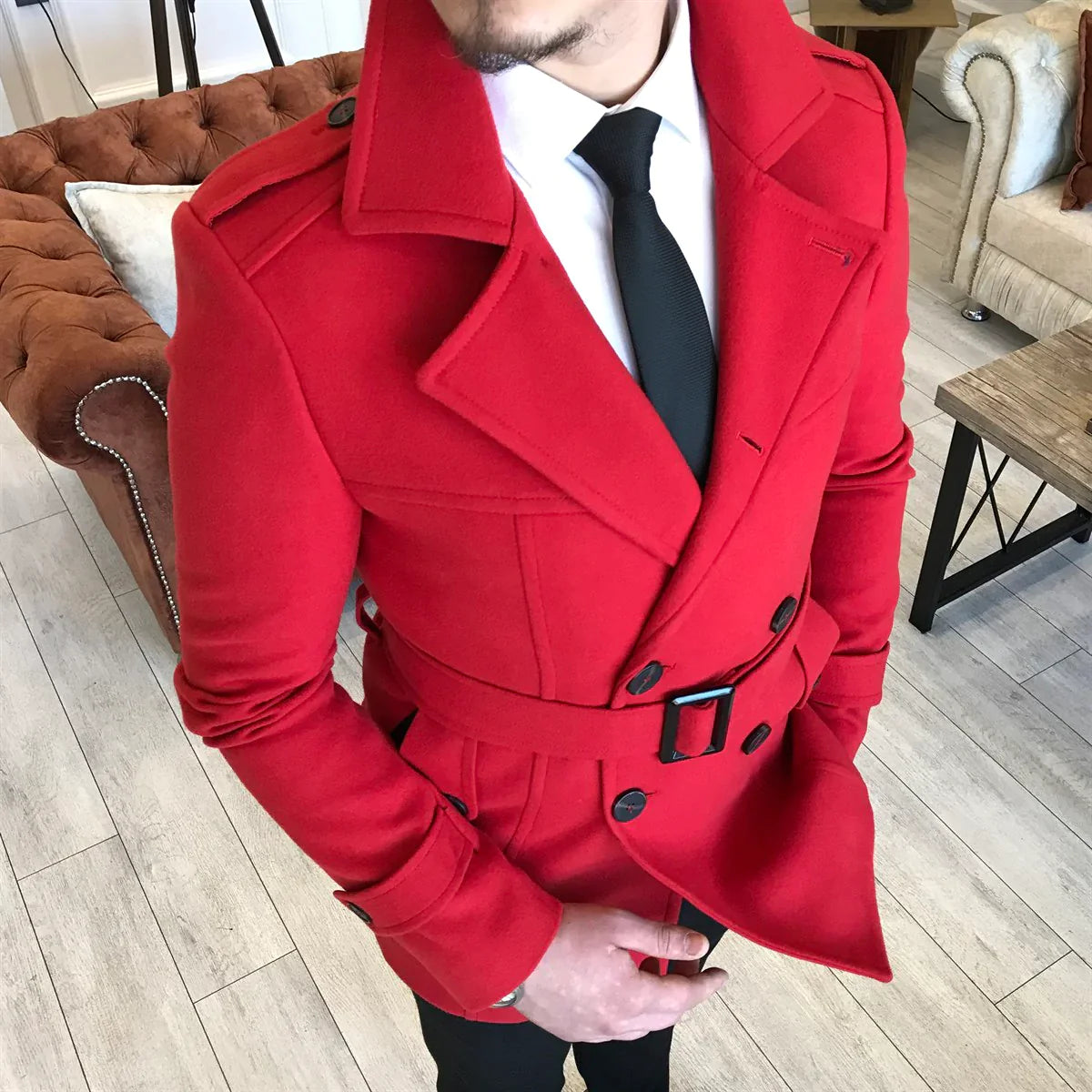 Arctic Red Double Breasted Over Coat by ITALIAN VEGA® (Winter Special)