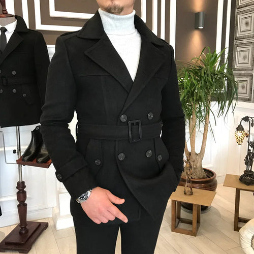 Arctic Black Double Breasted Over Coat by ITALIAN VEGA® (Winter Special)