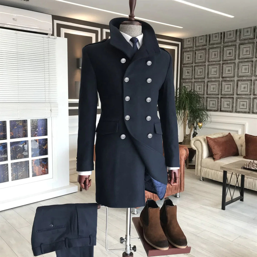 Alaska Dark Blue Double Breasted Over Coat by ITALIAN VEGA® (Winter Special)