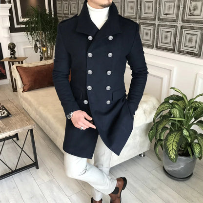 Alaska Dark Blue Double Breasted Over Coat by ITALIAN VEGA® (Winter Special)