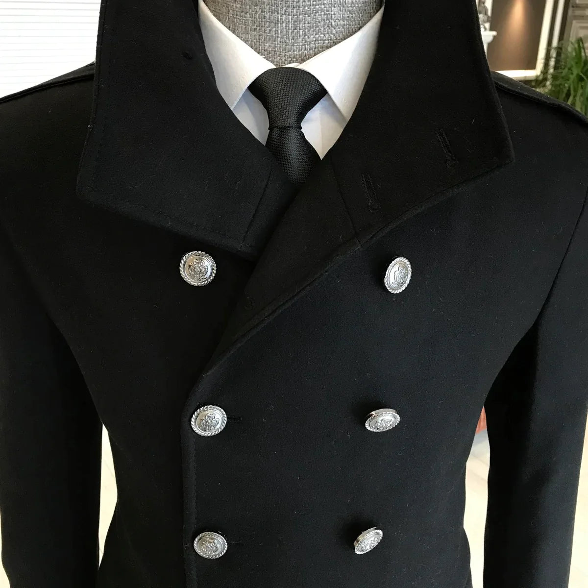 Alaska Black Double Breasted Over Coat by ITALIAN VEGA® (Winter Special)