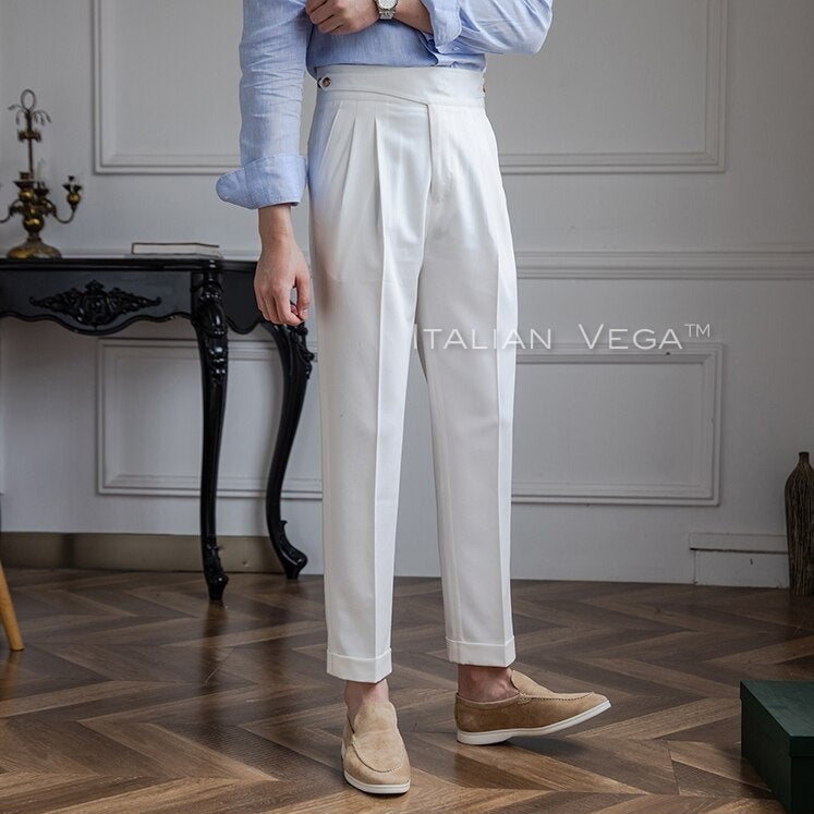 Frost White Classic Buttoned Formal Gurkha Pants by ITALIAN VEGA®