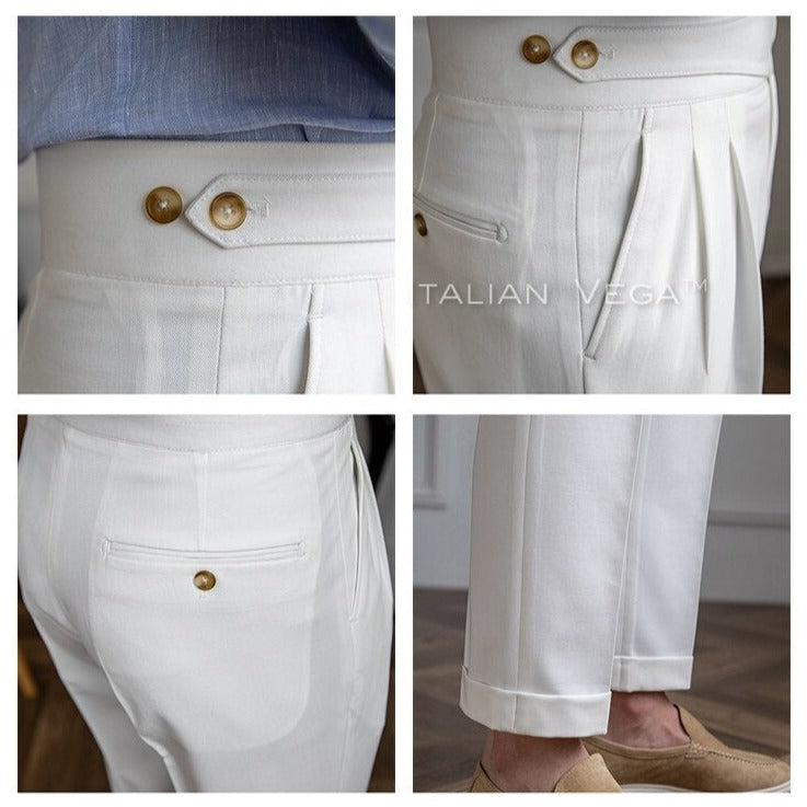 Frost White Classic Buttoned Formal Gurkha Pants by ITALIAN VEGA®